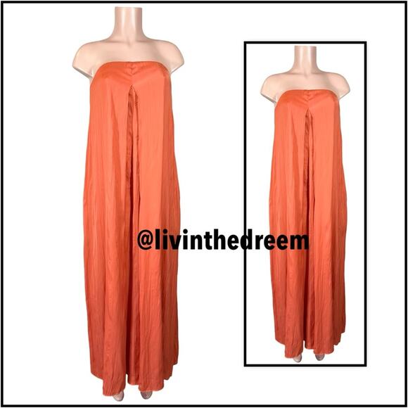 FREE PEOPLE BEACH KIMMIE SHINE STRAPLESS WIDE LEG ONE PIECE JUMPSUIT SZ M $130 - Picture 3 of 15